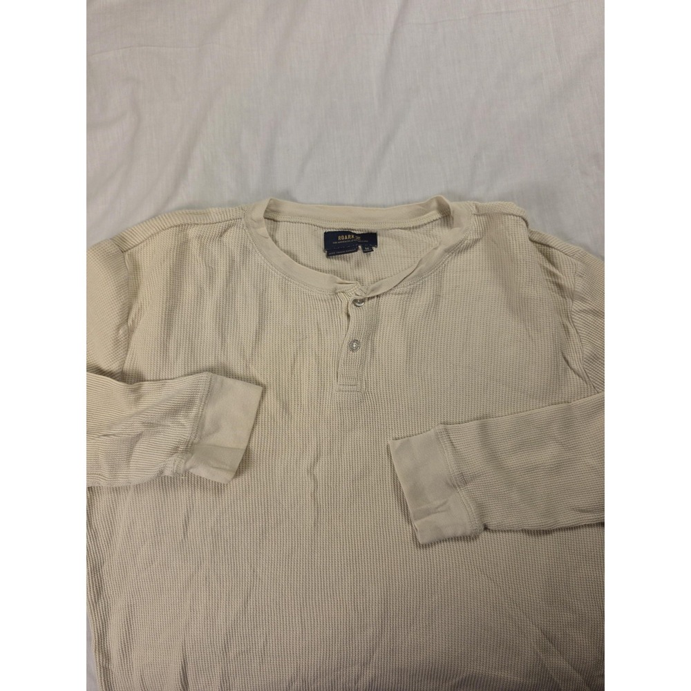 Roark Jamie Thomas Shirt Mens Medium White Thermal Waffle Henley Long Sleeve